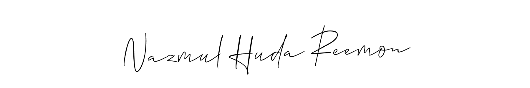 Use a signature maker to create a handwritten signature online. With this signature software, you can design (Allison_Script) your own signature for name Nazmul Huda Reemon. Nazmul Huda Reemon signature style 2 images and pictures png