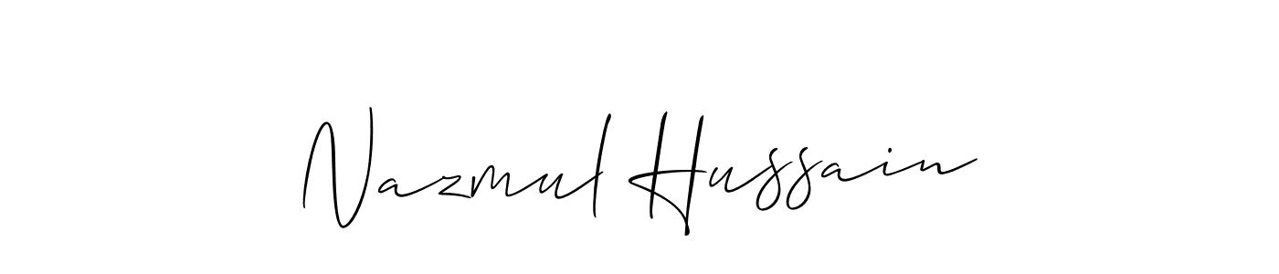 Use a signature maker to create a handwritten signature online. With this signature software, you can design (Allison_Script) your own signature for name Nazmul Hussain. Nazmul Hussain signature style 2 images and pictures png