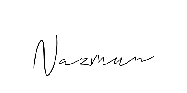 Also we have Nazmun name is the best signature style. Create professional handwritten signature collection using Allison_Script autograph style. Nazmun signature style 2 images and pictures png