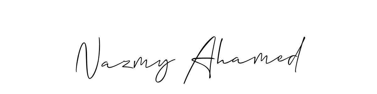 Also we have Nazmy Ahamed name is the best signature style. Create professional handwritten signature collection using Allison_Script autograph style. Nazmy Ahamed signature style 2 images and pictures png