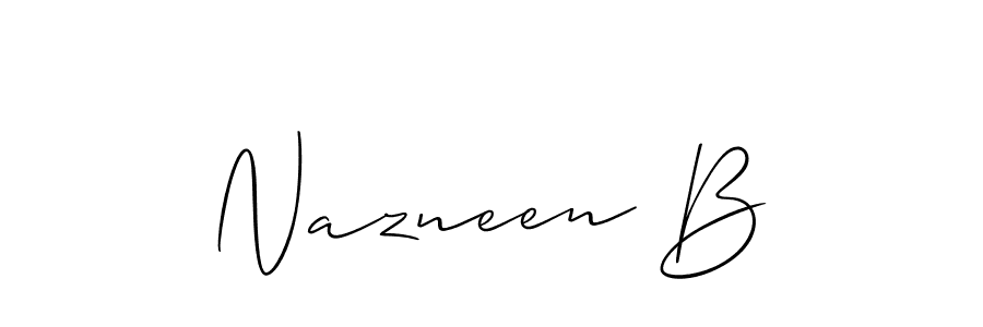 Use a signature maker to create a handwritten signature online. With this signature software, you can design (Allison_Script) your own signature for name Nazneen B. Nazneen B signature style 2 images and pictures png