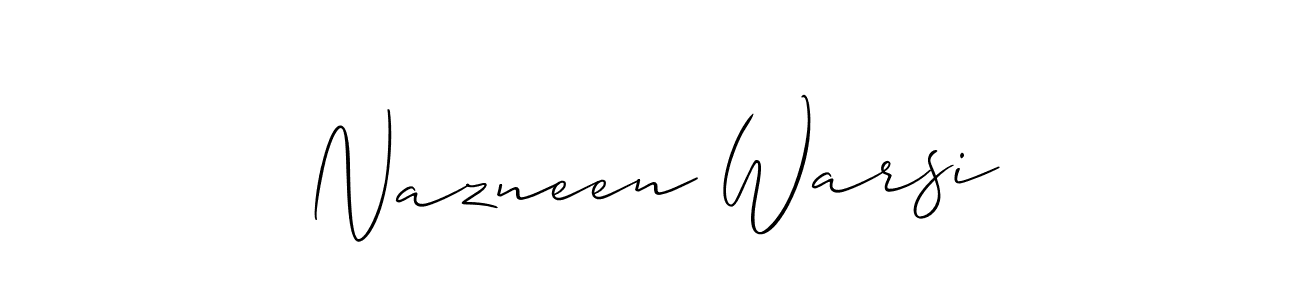 It looks lik you need a new signature style for name Nazneen Warsi. Design unique handwritten (Allison_Script) signature with our free signature maker in just a few clicks. Nazneen Warsi signature style 2 images and pictures png