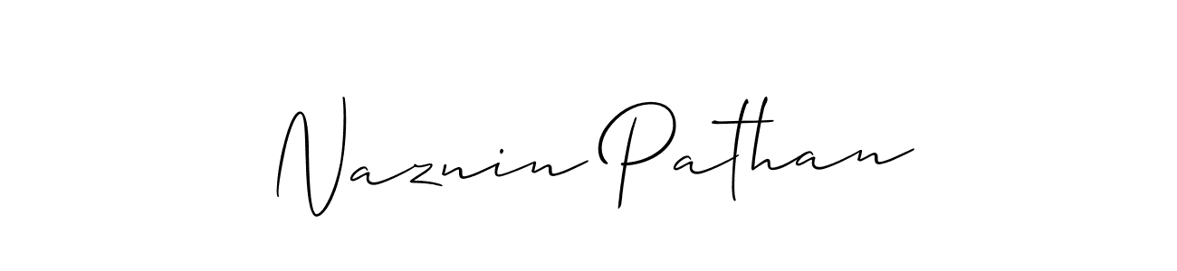 Create a beautiful signature design for name Naznin Pathan. With this signature (Allison_Script) fonts, you can make a handwritten signature for free. Naznin Pathan signature style 2 images and pictures png