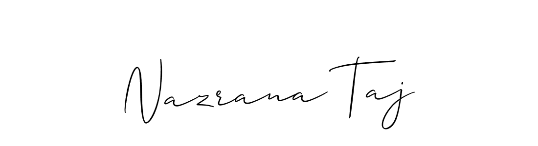 It looks lik you need a new signature style for name Nazrana Taj. Design unique handwritten (Allison_Script) signature with our free signature maker in just a few clicks. Nazrana Taj signature style 2 images and pictures png