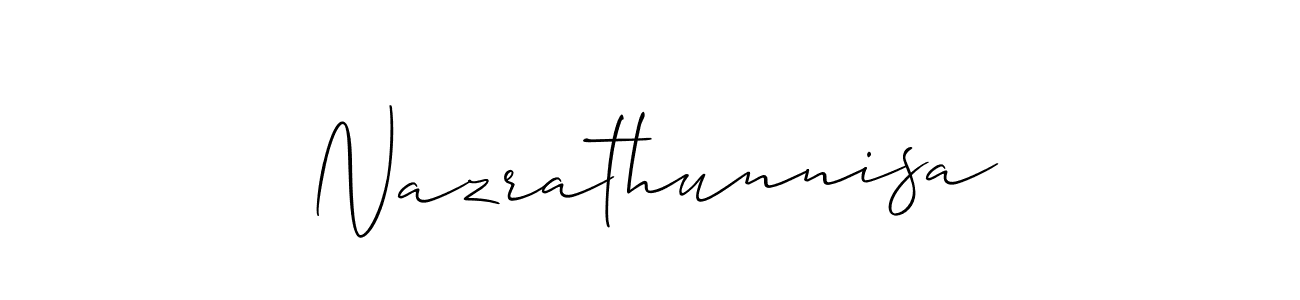 It looks lik you need a new signature style for name Nazrathunnisa. Design unique handwritten (Allison_Script) signature with our free signature maker in just a few clicks. Nazrathunnisa signature style 2 images and pictures png