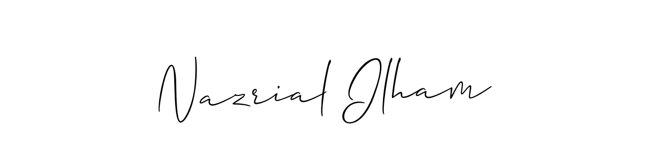 You should practise on your own different ways (Allison_Script) to write your name (Nazrial Ilham) in signature. don't let someone else do it for you. Nazrial Ilham signature style 2 images and pictures png