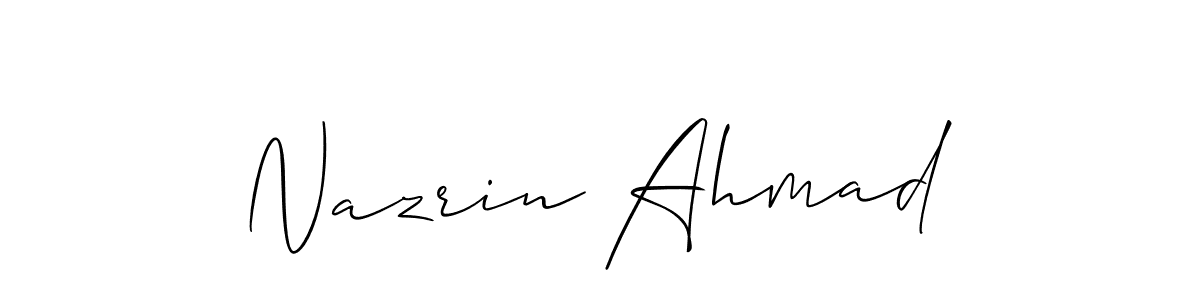 Allison_Script is a professional signature style that is perfect for those who want to add a touch of class to their signature. It is also a great choice for those who want to make their signature more unique. Get Nazrin Ahmad name to fancy signature for free. Nazrin Ahmad signature style 2 images and pictures png