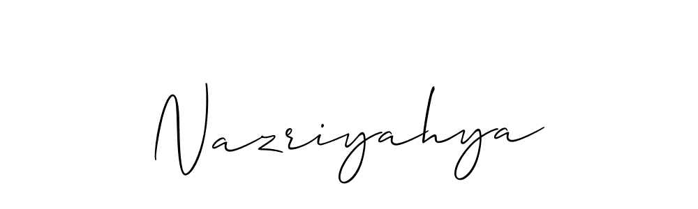 Use a signature maker to create a handwritten signature online. With this signature software, you can design (Allison_Script) your own signature for name Nazriyahya. Nazriyahya signature style 2 images and pictures png