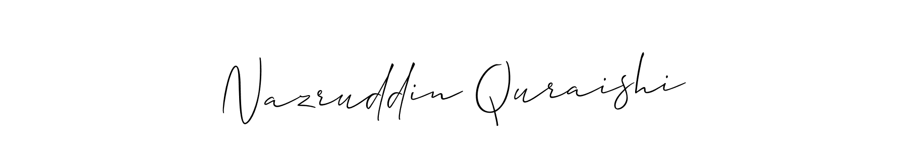 This is the best signature style for the Nazruddin Quraishi name. Also you like these signature font (Allison_Script). Mix name signature. Nazruddin Quraishi signature style 2 images and pictures png