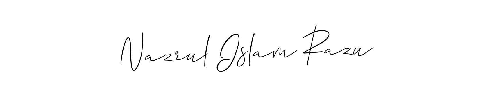 Use a signature maker to create a handwritten signature online. With this signature software, you can design (Allison_Script) your own signature for name Nazrul Islam Razu. Nazrul Islam Razu signature style 2 images and pictures png