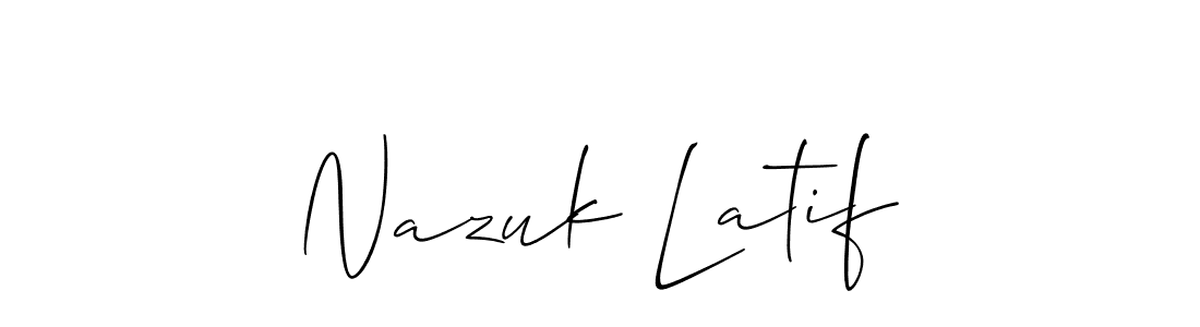 Make a short Nazuk Latif signature style. Manage your documents anywhere anytime using Allison_Script. Create and add eSignatures, submit forms, share and send files easily. Nazuk Latif signature style 2 images and pictures png