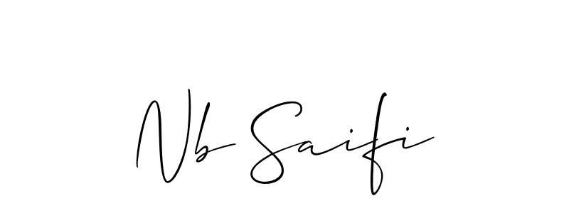 The best way (Allison_Script) to make a short signature is to pick only two or three words in your name. The name Nb Saifi include a total of six letters. For converting this name. Nb Saifi signature style 2 images and pictures png