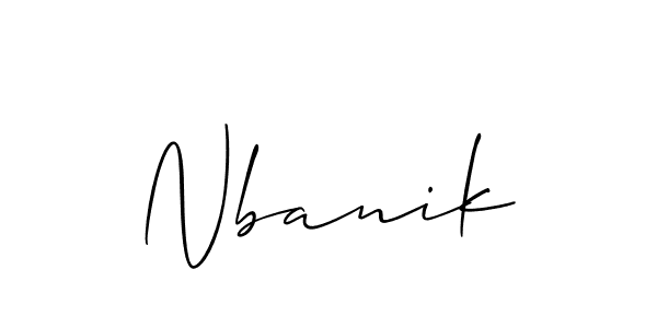 The best way (Allison_Script) to make a short signature is to pick only two or three words in your name. The name Nbanik include a total of six letters. For converting this name. Nbanik signature style 2 images and pictures png