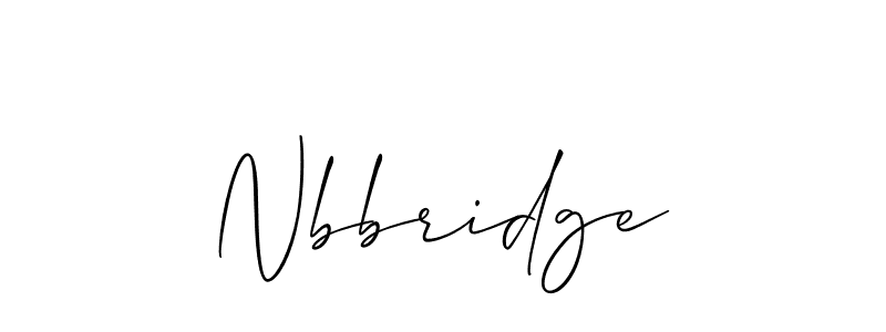 Use a signature maker to create a handwritten signature online. With this signature software, you can design (Allison_Script) your own signature for name Nbbridge. Nbbridge signature style 2 images and pictures png