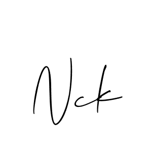 Create a beautiful signature design for name Nck. With this signature (Allison_Script) fonts, you can make a handwritten signature for free. Nck signature style 2 images and pictures png