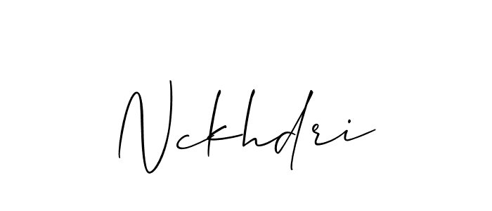 Use a signature maker to create a handwritten signature online. With this signature software, you can design (Allison_Script) your own signature for name Nckhdri. Nckhdri signature style 2 images and pictures png