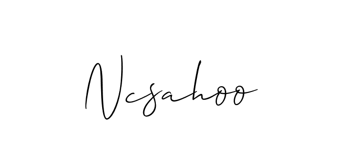How to make Ncsahoo name signature. Use Allison_Script style for creating short signs online. This is the latest handwritten sign. Ncsahoo signature style 2 images and pictures png