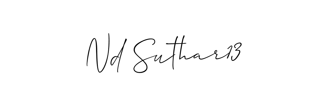 Use a signature maker to create a handwritten signature online. With this signature software, you can design (Allison_Script) your own signature for name Nd Suthar13. Nd Suthar13 signature style 2 images and pictures png