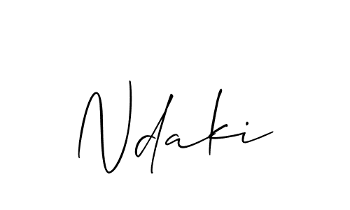 Use a signature maker to create a handwritten signature online. With this signature software, you can design (Allison_Script) your own signature for name Ndaki. Ndaki signature style 2 images and pictures png