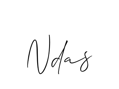 Design your own signature with our free online signature maker. With this signature software, you can create a handwritten (Allison_Script) signature for name Ndas. Ndas signature style 2 images and pictures png