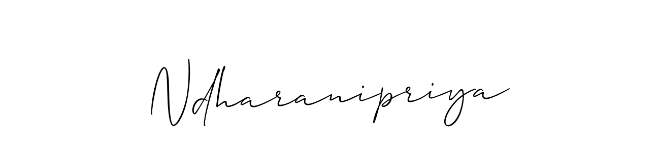 Allison_Script is a professional signature style that is perfect for those who want to add a touch of class to their signature. It is also a great choice for those who want to make their signature more unique. Get Ndharanipriya name to fancy signature for free. Ndharanipriya signature style 2 images and pictures png