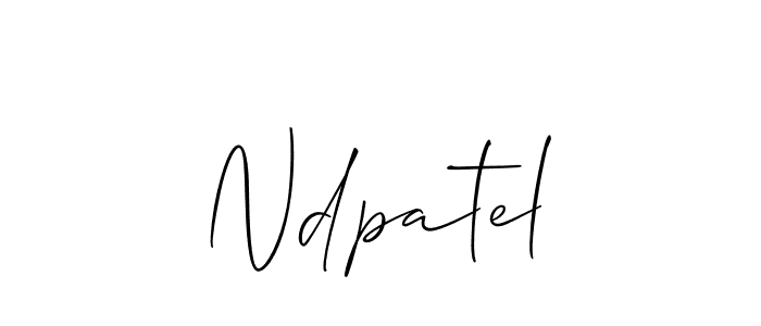 Allison_Script is a professional signature style that is perfect for those who want to add a touch of class to their signature. It is also a great choice for those who want to make their signature more unique. Get Ndpatel name to fancy signature for free. Ndpatel signature style 2 images and pictures png