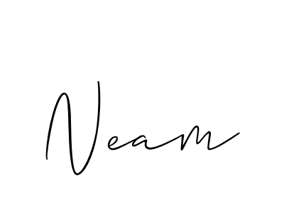 Use a signature maker to create a handwritten signature online. With this signature software, you can design (Allison_Script) your own signature for name Neam. Neam signature style 2 images and pictures png