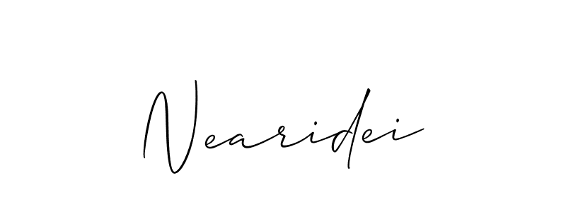 Allison_Script is a professional signature style that is perfect for those who want to add a touch of class to their signature. It is also a great choice for those who want to make their signature more unique. Get Nearidei name to fancy signature for free. Nearidei signature style 2 images and pictures png