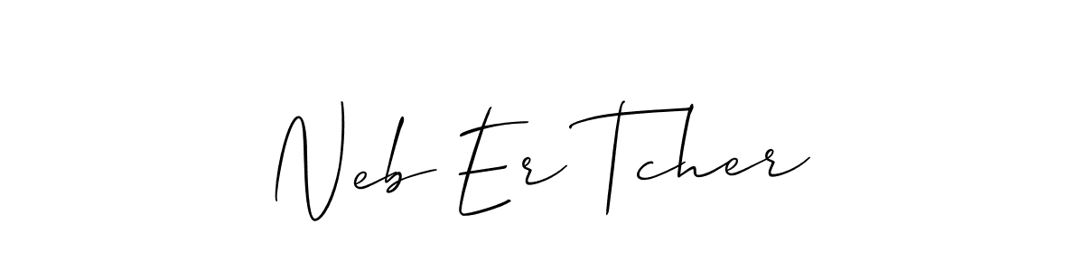 The best way (Allison_Script) to make a short signature is to pick only two or three words in your name. The name Neb Er Tcher include a total of six letters. For converting this name. Neb Er Tcher signature style 2 images and pictures png