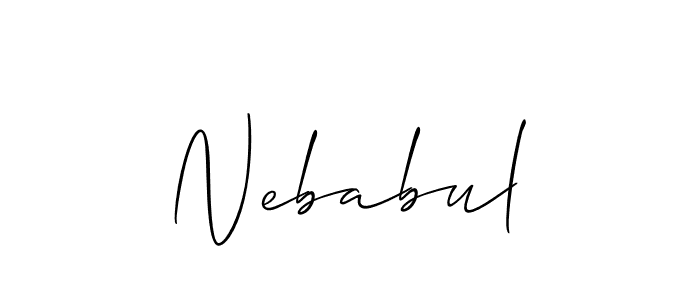 Allison_Script is a professional signature style that is perfect for those who want to add a touch of class to their signature. It is also a great choice for those who want to make their signature more unique. Get Nebabul name to fancy signature for free. Nebabul signature style 2 images and pictures png