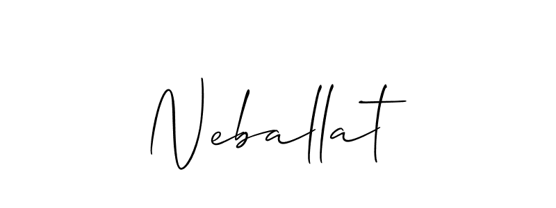 Use a signature maker to create a handwritten signature online. With this signature software, you can design (Allison_Script) your own signature for name Neballat. Neballat signature style 2 images and pictures png