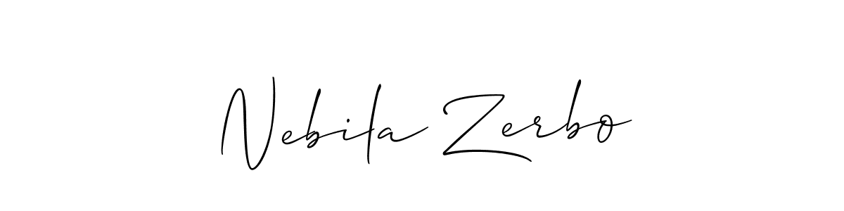 if you are searching for the best signature style for your name Nebila Zerbo. so please give up your signature search. here we have designed multiple signature styles  using Allison_Script. Nebila Zerbo signature style 2 images and pictures png