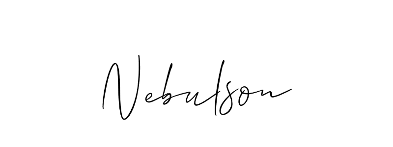 Allison_Script is a professional signature style that is perfect for those who want to add a touch of class to their signature. It is also a great choice for those who want to make their signature more unique. Get Nebulson name to fancy signature for free. Nebulson signature style 2 images and pictures png