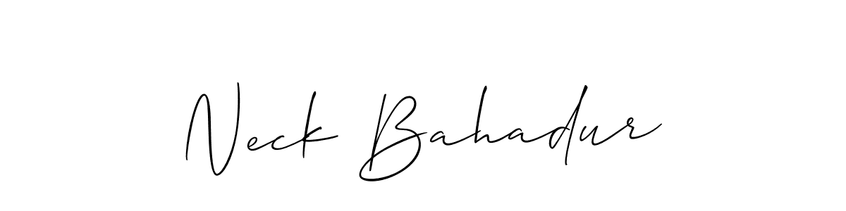 Use a signature maker to create a handwritten signature online. With this signature software, you can design (Allison_Script) your own signature for name Neck Bahadur. Neck Bahadur signature style 2 images and pictures png