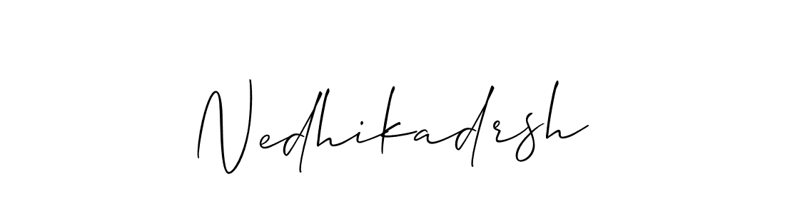 Allison_Script is a professional signature style that is perfect for those who want to add a touch of class to their signature. It is also a great choice for those who want to make their signature more unique. Get Nedhikadrsh name to fancy signature for free. Nedhikadrsh signature style 2 images and pictures png