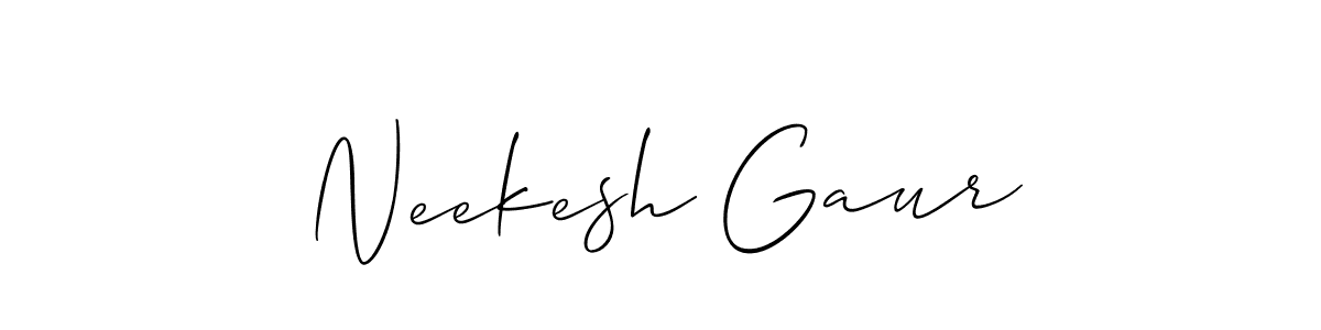 Allison_Script is a professional signature style that is perfect for those who want to add a touch of class to their signature. It is also a great choice for those who want to make their signature more unique. Get Neekesh Gaur name to fancy signature for free. Neekesh Gaur signature style 2 images and pictures png