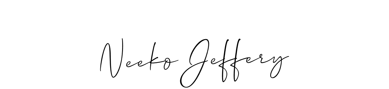 Also You can easily find your signature by using the search form. We will create Neeko Jeffery name handwritten signature images for you free of cost using Allison_Script sign style. Neeko Jeffery signature style 2 images and pictures png