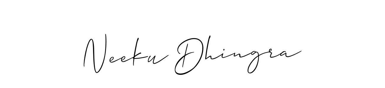 Use a signature maker to create a handwritten signature online. With this signature software, you can design (Allison_Script) your own signature for name Neeku Dhingra. Neeku Dhingra signature style 2 images and pictures png