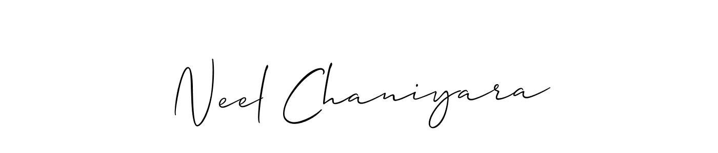 Allison_Script is a professional signature style that is perfect for those who want to add a touch of class to their signature. It is also a great choice for those who want to make their signature more unique. Get Neel Chaniyara name to fancy signature for free. Neel Chaniyara signature style 2 images and pictures png