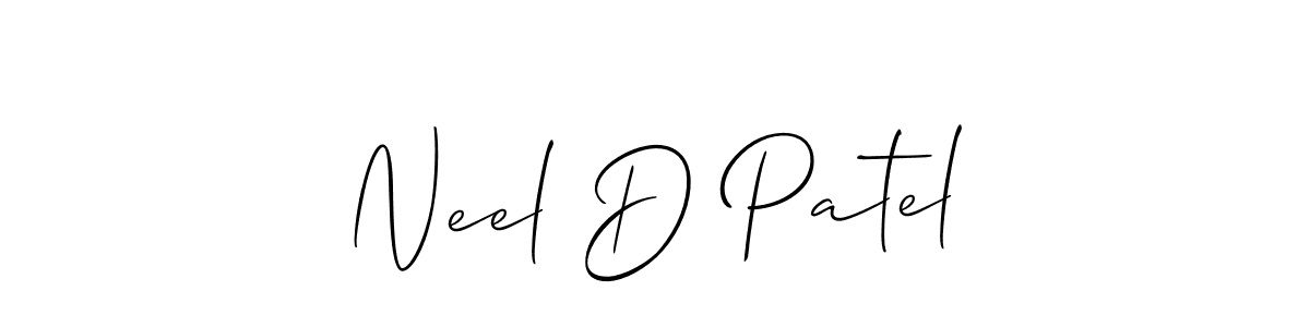 This is the best signature style for the Neel D Patel name. Also you like these signature font (Allison_Script). Mix name signature. Neel D Patel signature style 2 images and pictures png