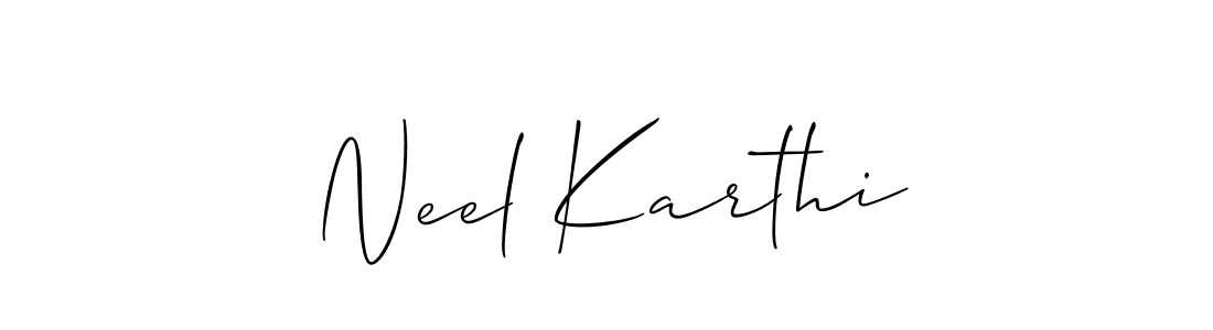 Allison_Script is a professional signature style that is perfect for those who want to add a touch of class to their signature. It is also a great choice for those who want to make their signature more unique. Get Neel Karthi name to fancy signature for free. Neel Karthi signature style 2 images and pictures png