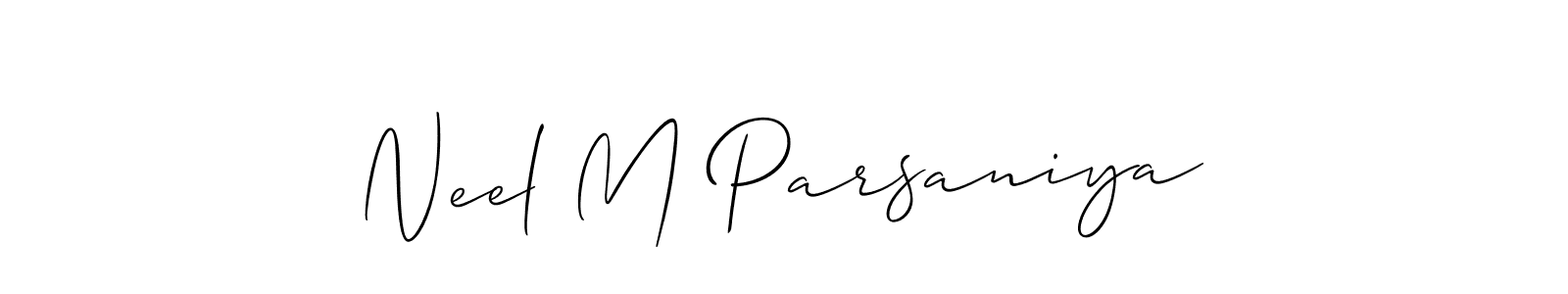 Also You can easily find your signature by using the search form. We will create Neel M Parsaniya name handwritten signature images for you free of cost using Allison_Script sign style. Neel M Parsaniya signature style 2 images and pictures png