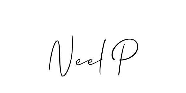 Also You can easily find your signature by using the search form. We will create Neel P name handwritten signature images for you free of cost using Allison_Script sign style. Neel P signature style 2 images and pictures png