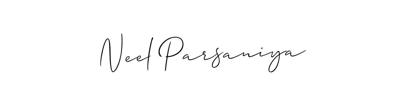 It looks lik you need a new signature style for name Neel Parsaniya. Design unique handwritten (Allison_Script) signature with our free signature maker in just a few clicks. Neel Parsaniya signature style 2 images and pictures png