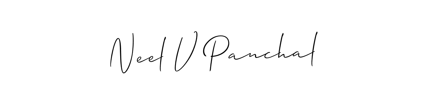 Also You can easily find your signature by using the search form. We will create Neel V Panchal name handwritten signature images for you free of cost using Allison_Script sign style. Neel V Panchal signature style 2 images and pictures png