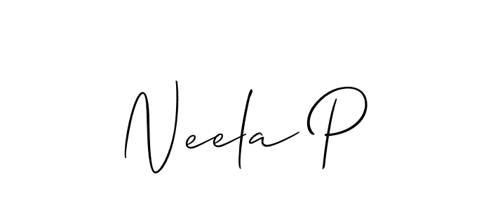 Use a signature maker to create a handwritten signature online. With this signature software, you can design (Allison_Script) your own signature for name Neela P. Neela P signature style 2 images and pictures png