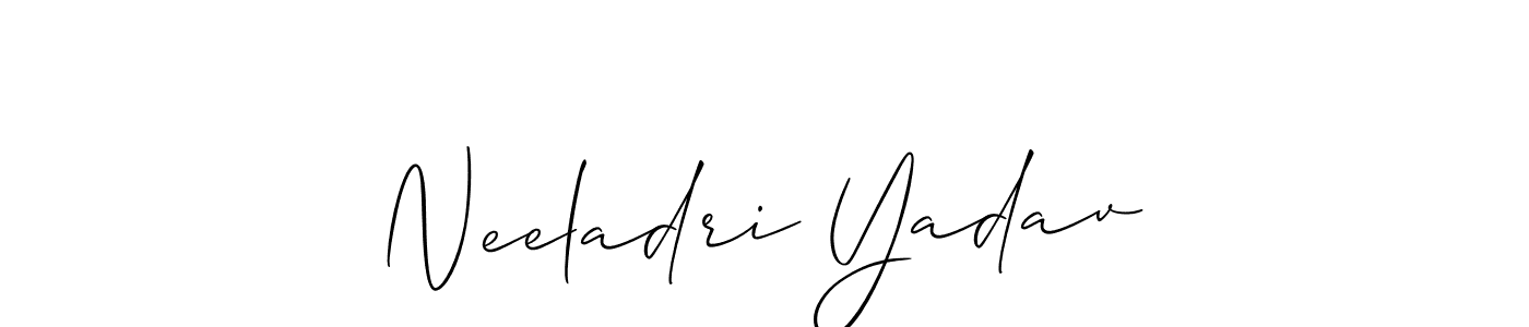 Allison_Script is a professional signature style that is perfect for those who want to add a touch of class to their signature. It is also a great choice for those who want to make their signature more unique. Get Neeladri Yadav name to fancy signature for free. Neeladri Yadav signature style 2 images and pictures png