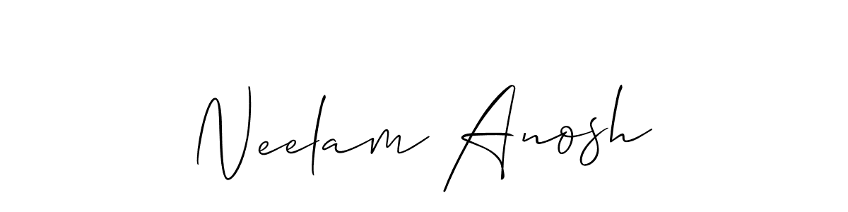 The best way (Allison_Script) to make a short signature is to pick only two or three words in your name. The name Neelam Anosh include a total of six letters. For converting this name. Neelam Anosh signature style 2 images and pictures png