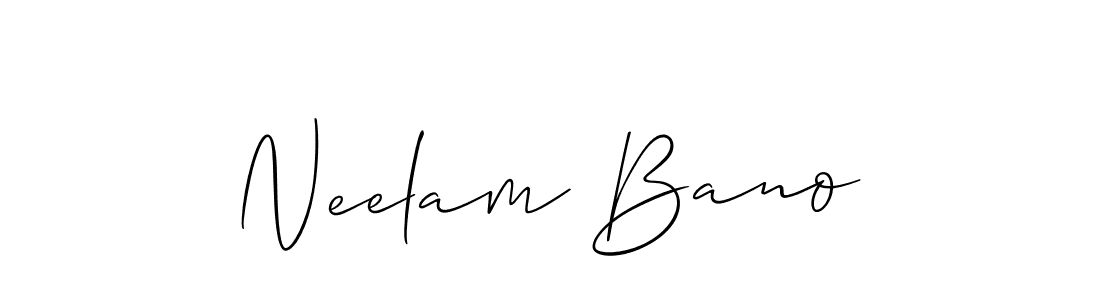 Make a beautiful signature design for name Neelam Bano. With this signature (Allison_Script) style, you can create a handwritten signature for free. Neelam Bano signature style 2 images and pictures png