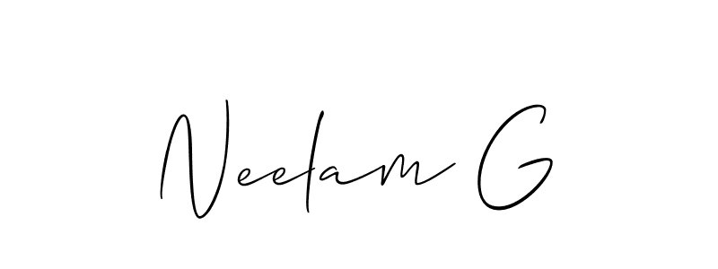 It looks lik you need a new signature style for name Neelam G. Design unique handwritten (Allison_Script) signature with our free signature maker in just a few clicks. Neelam G signature style 2 images and pictures png